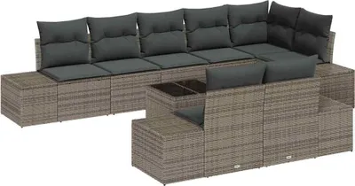 Image de vidaXL Ensemble canapé de jardin avec rangement Gris Poly rotin