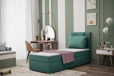 Produktbild von Kaiser Möbel Boxspringbett mit bettkasten matratze topper AMANDA 100 cm Türkis