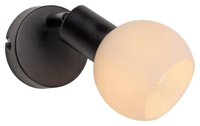 Obrázek produktu pro Nástěnné svítidlo LED - 14 x 14 cm - Černá - Bílá - Kov - Opálové sklo