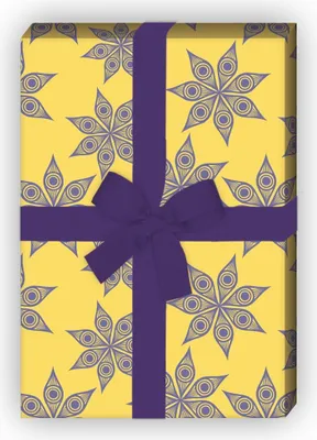 Produktbild von Edles grafisches Sternen Geschenkpapier nicht nur zu Weihnachten, gelb - G8126, 32 x 48cm