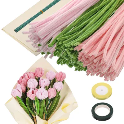 Pfeifenreiniger-Set, 320 Stück, 30 cm, rosa/grün, Chenilledraht