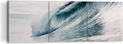 Produktbild von Bild auf Leinwand - Leinwandbild - 3 Teile - Welle Meer Ozean - 120x40cm - Wand Bild - Wanddeko - Wandbilder - Leinwanddruck - Bilder - Wanddekoration - Leinwand bilder - Wandbild - CA120x40-4516