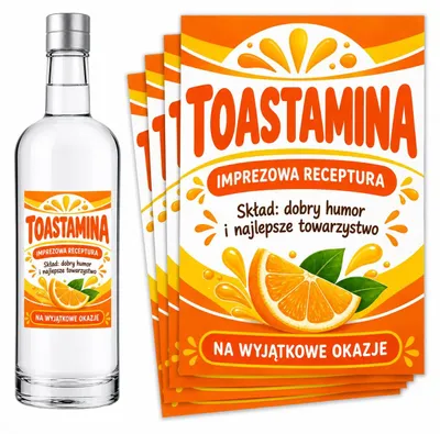 Obrázek produktu pro Etikety na lahve – „Toastamina” – retro – #125 – 8 ks