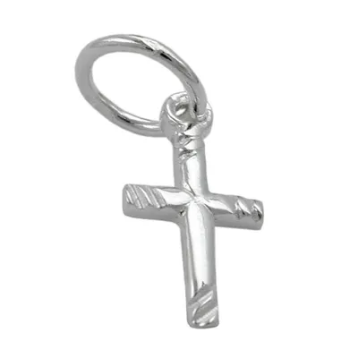 Produktbild von Anhänger 12x6mm Mini-Kreuz glänzend Schrägstreifen Silber 925 silber 12x6mm