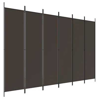 A brown, multi-panel room divider or privacy screen is displayed against a plain white background.