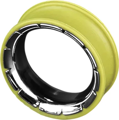 Produktbild von viva-adorno 1 Stück 24mm Silikon Flesh Tunnel Plug Ohr Piercing Edelstahl Inlay Größe 8 - 26mm verschiedene Farben Z204, gelb