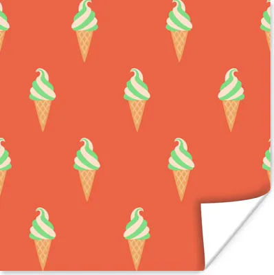 Produktbild von MuchoWow® Poster Eis - Muster - Grün - Rot 50x50 cm - Wohnzimmerdekoration