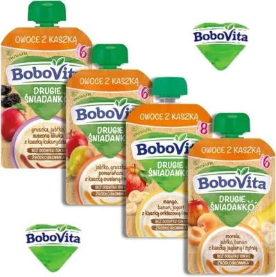 Produktbild von BoboVita Zwischenmahlzeit Obst mit Getreide: Birne, Apfel, getrocknete Pflaume. Ab dem 6. Lebensmonat. 100 g