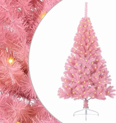 Obrázek produktu pro vidaXL Umělý předsvětlený vánoční stromek růžový 120 cm PVC