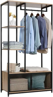 Image de Porte-vêtements avec armoire de rangement, portant à vêtements ouvert | 40x60x170 cm