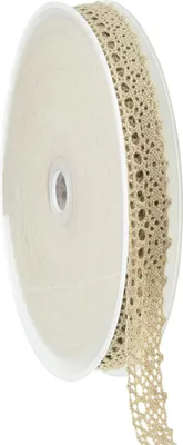 Produktbild von Dekoband Spitze Beige 16mm x 20m Schmuckband Geschenkband Hochzeitsdeko