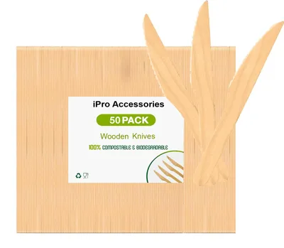 Holz-Wegwerfmesser, 50 Stück, biologisch abbaubar, plastikfrei