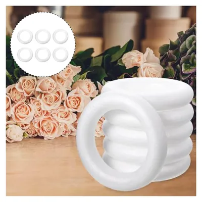 Produktbild von 6 Stück Schaumstoffringe 20cm Weiß für Bastelarbeiten und Dekoration