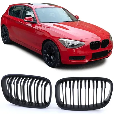 Sport Kühlergrill Doppelsteg SCHWARZ MATT passend für BMW 1er F20 F21 2010-2014 – Produktansicht