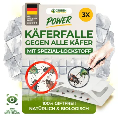 Produktbild von Käfer Falle mit Spezial-Lockstoff – 3x Fallen – Sicher & giftfrei Käfer bekämpfen, Käferfallen Wohnung & Küche, Alternativ zu Pheromonfalle Käfer