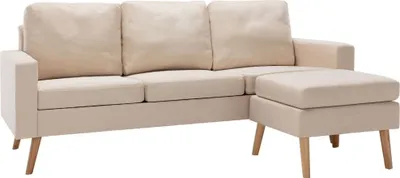 Produktbild von vidaXL 3-Sitzer-Sofa mit Hocker Creme Stoff