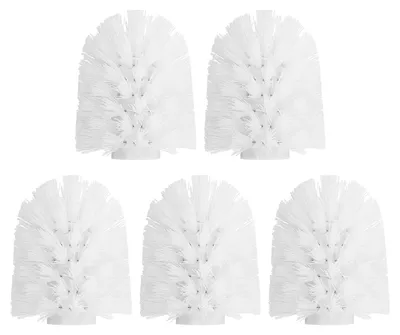 Image de 5 têtes de brosse de rechange pour WC avec filetage intérieur de 15 mm, têtes de nettoyage sphériques, blanches