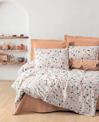 Produktbild von L'Essentiel Linge de Maison, Hochwertiges Ranforce Bettwäsche-Set (2-teilig), Karamell und Weiß, 200 x 200 cm | 100% Baumwolle, maschinenwaschbar bei 40 °C, Knopfverschluss | Elegantes Design für Ihr Schlafzimmer.