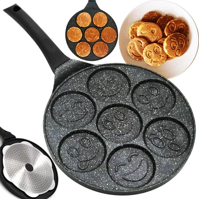 Immagine prodotto di Padella per mini pancake 7 cavità rotonde antiaderente Vetroceramica in alluminio fuso per colazioni in famiglia
