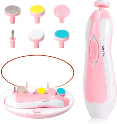 Productafbeelding van Elektrische Nagelknipper Baby - Nagelverzorgingsset - Veilige Nagelverzorging - 6 Slijpkoppen LED - 8 x 5.6 x 16 cm - Wit