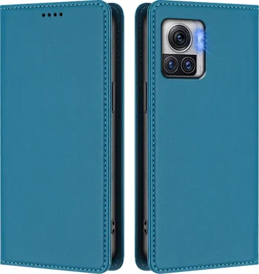 Image de Etui en cuir pour Motorola Edge 30 Ultra/Moto X30 Pro, étui magnétique en cuirPolyuréthaneavec stand Lake bleu