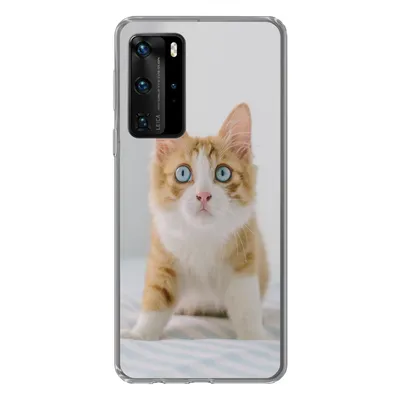 Produktbild von MuchoWow® Handyhülle Schutzhülle Hülle für Huawei P40 Pro Kätzchen - Blau - Orange - Mädchen - Jungen - Kind Silikon Softcase Handy Hülle - Schutz