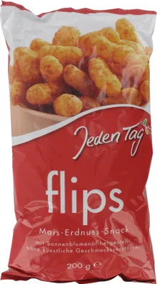 Produktbild von Jeden Tag Flips Mais Erdnuss Snack 200g