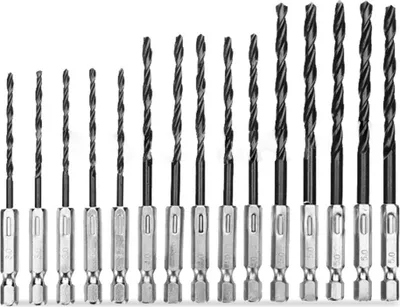 Image de 15pcs HSS 1/4inch Straight Shank TwistDrill Bits Set 3/4/5mm High Speed Steel TwistDrill Bits Woodworking Woodworking Drilling Tool