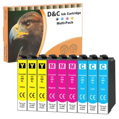 Produktbild von D&C 9pack 405 XL Druckerpatronen für Epson 405XL Patronen kompatibel mit Epson Workforce WF-4820 WF-3820 WF-3825 WF-4830 WF-4825 WF-7840 WF-7310