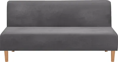 Produktbild von Samt Futon Bezug Armlose Sofabezüge, Schlafsofa Stretch Futon Couchbezug Sofa Schonbezug Möbelschutz, Blau ashes