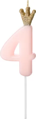 Produktbild von Geburtstagskerze Zahl 4, hellrosa, 9,5cm