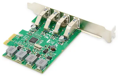 Obrázek produktu pro Digitus DS-30226, PCIe, USB 3.2 Gen 1 (3.1 Gen 1), Plná výška / nízký profil, PCIe 2.0, Zelená, Čína