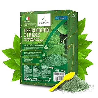 Produktbild von LERAVA® Kupferoxychlorid [Biologisch] - 800g - Verbessert Pflanzengesundheit - Lösliches Pulver Pflanzen - Für Garten und Obstbäume