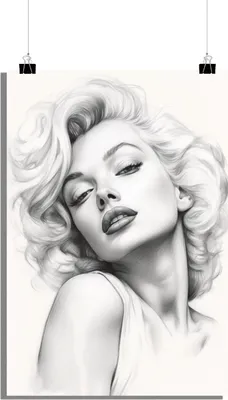 Produktbild von Marilyn Monroe Poster - Film Poster - Schwarz-Weiß Poster - Zeichnung Poster - Klassisches Poster - 61x91cm - Perfekt zum Einrahmen