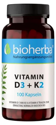 Obrázok produktu pre Vitamín D3 + K2 - 100 kapsúl - Bioherba