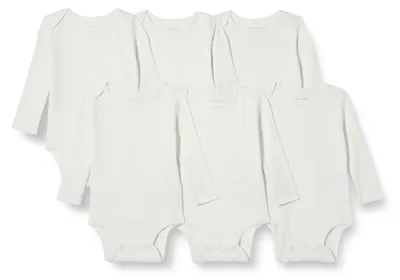 Immagine prodotto di A. Body a maniche lunghe in cotone, unisex, per neonati, confezione da 6, colore bianco, taglia 3
