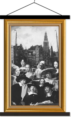 Produktbild von MuchoWow® Textilposter Kunst - Maler - Liste - Gold 40x60 cm mit schwarzem Rahmen - Wanddekorationen