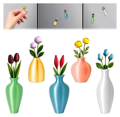 Produktbild von Magnetische Mini-Vasen für den Kühlschrank, 5 Stück
