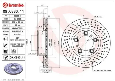 Immagine prodotto di 2x Disco freno BREMBO 09.C880.11 per PORSCHE 911 (996) BOXSTER (986) 911 (997)