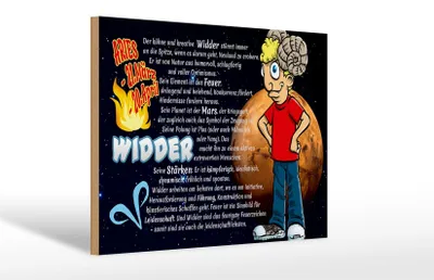 Produktbild von Holzschild Sternzeichen 30x20cm Widder Planet Mars