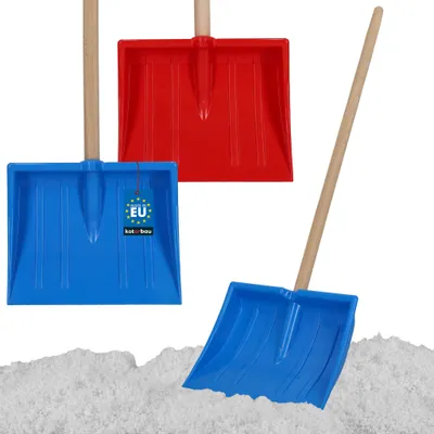Obrázok produktu pre KOTARBAU® Sada 2 lopát na sneh pre deti 25 x 20 cm Lopata na sneh s drevenou rukoväťou 82 cm Detská lopata Ľahká a bezpečná Lopata na sneh Malá modrá a červená