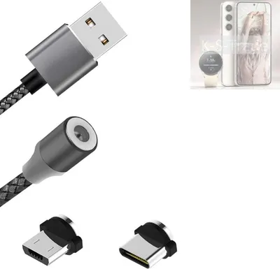 Produktbild von K-S-Trade Hochwertiges Magnet-Lade-kabel Sync-Kabel Daten-Kabel kompatibel mit Samsung Galaxy S23 mit USB-Typ-C-Anschluss und Micro-USB-Anschluss 2A