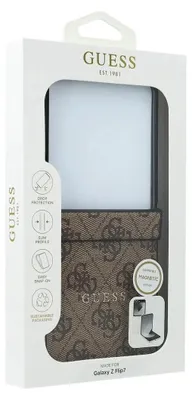 Produktbild von Guess - 4G Collection Leather MagSafe (GUHMZF7P4MSEGCW) - Samsung Galaxy Z Flip7 - Brown