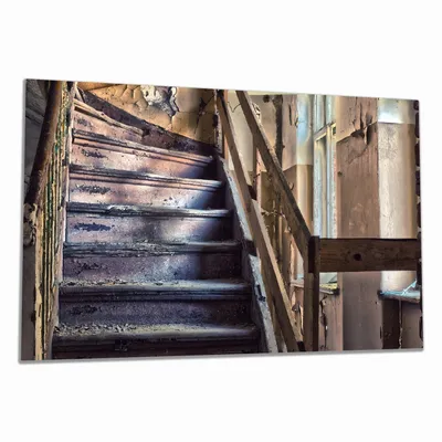 Produktbild von Wallario Herdabdeckplatte aus Glas, Größe 80 x 52 cm 1-teilig, Motiv Treppe in einem alten Haus