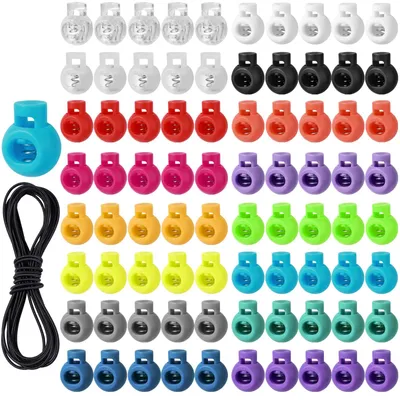Kordelstopper 80 Stück, 8 mm, 1 Loch, schwarz mehrfarbig
