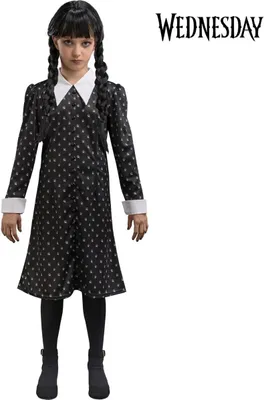 Wednesday Kostüm Schuluniform Wednesday Addams für Kinder Gr. 140-164 schwarz Lizenzkostüm Halloween Fasching Karneval Mottoparty Kinderfasching Gruppenkostüm Familienkostüm