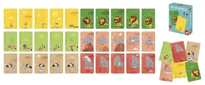 Produktbild von Janod – Kartenspiel „Bataille“ – 36 Karten zum Thema Tiere Afrikas – Kartenspiel „Bataille“ – Ab 3 Jahren