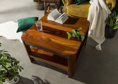 Produktbild von MASSIVMOEBEL24 Couchtisch Sheesham 70x70x45 walnuss gewachst TORONTO #206