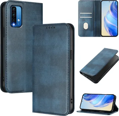 Produktbild von Handyhülle für Xiaomi Poco M3/Redmi 9T, Vintage Leder RFID Schutz Kartenfach Standfunktion Magnetische Klapphülle Blau