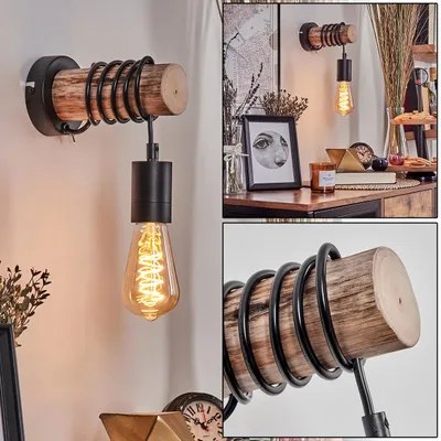 Produktbild von Campo Wandlampe aus Metall/Holz in Schwarz/Natur